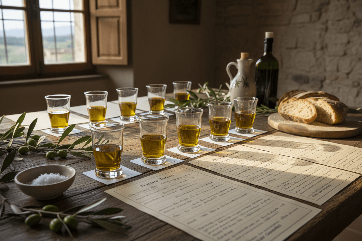 Tasting extra virgin olive oil